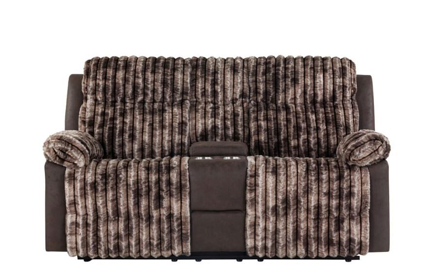 BROWN CONSOLE RECLINING LOVESEAT